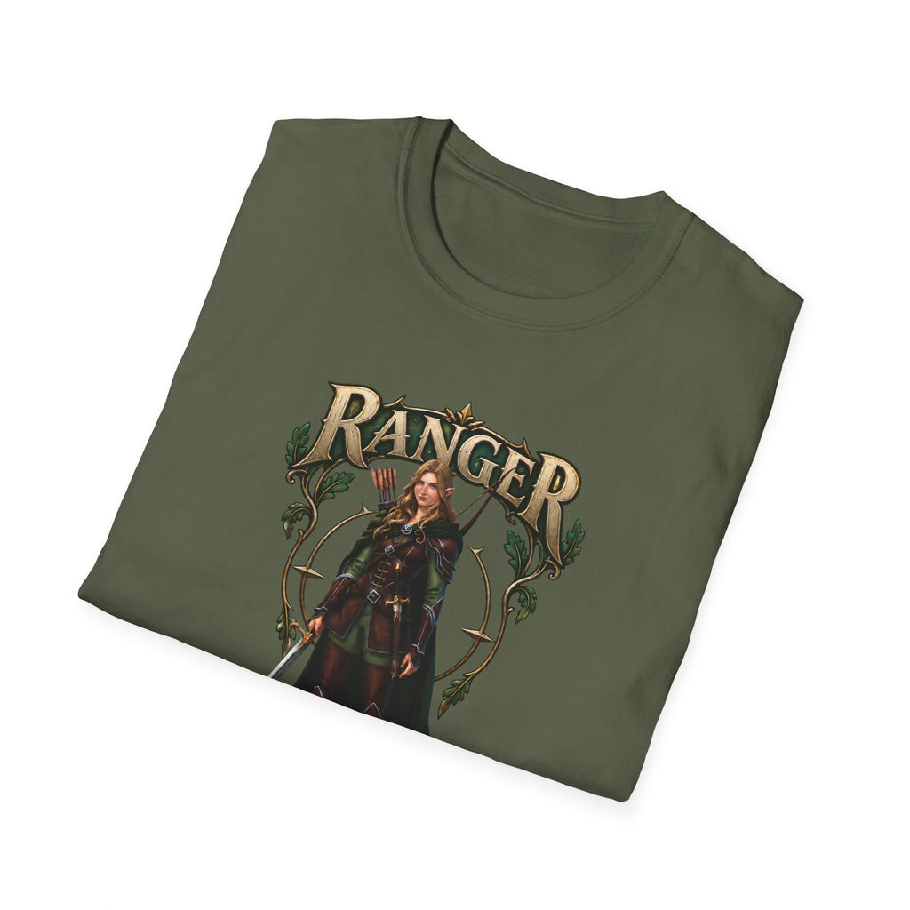 Ranger Fantasy Character T-Shirt — Medieval Archer Illustration Tee
