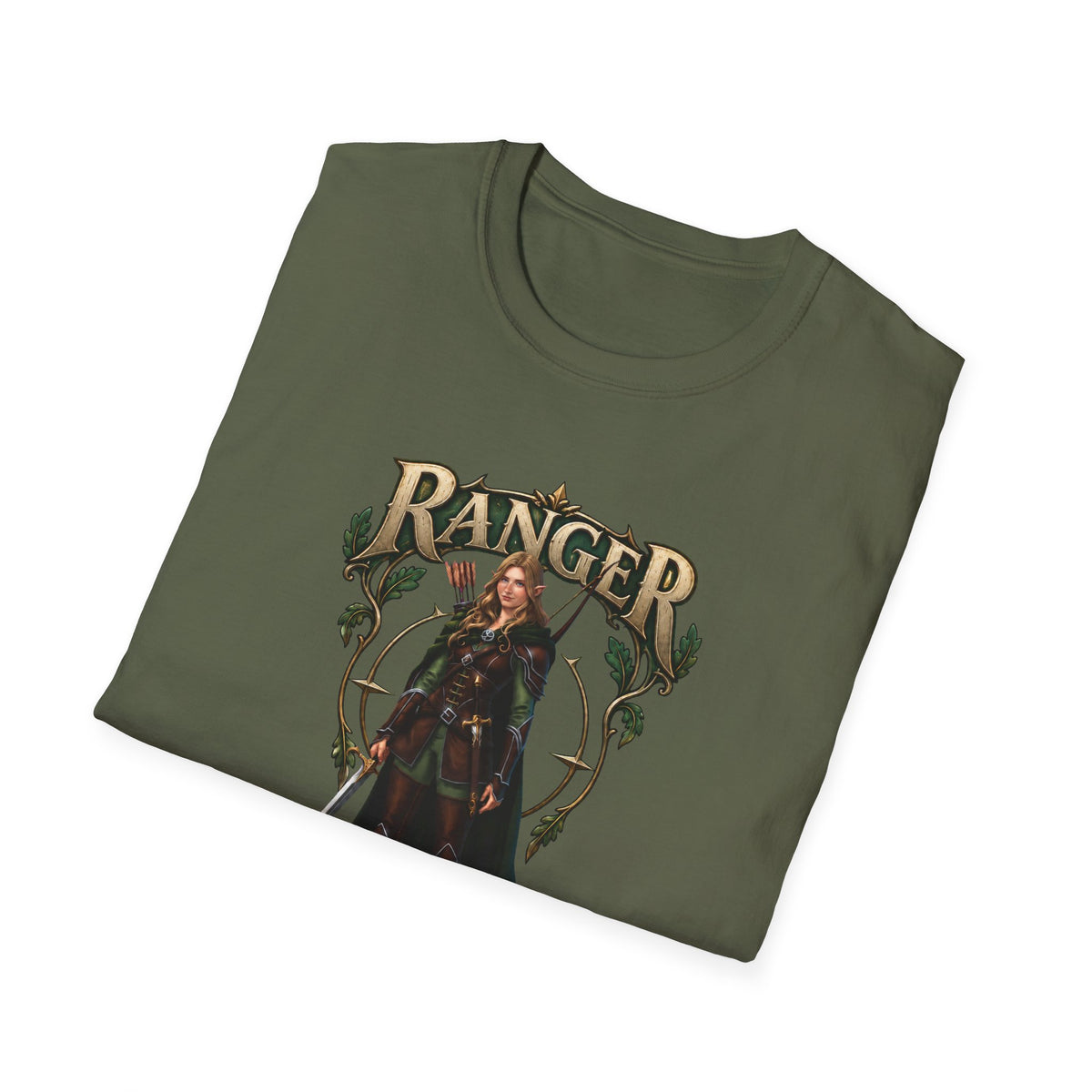 Ranger Fantasy Character T-Shirt — Medieval Archer Illustration Tee