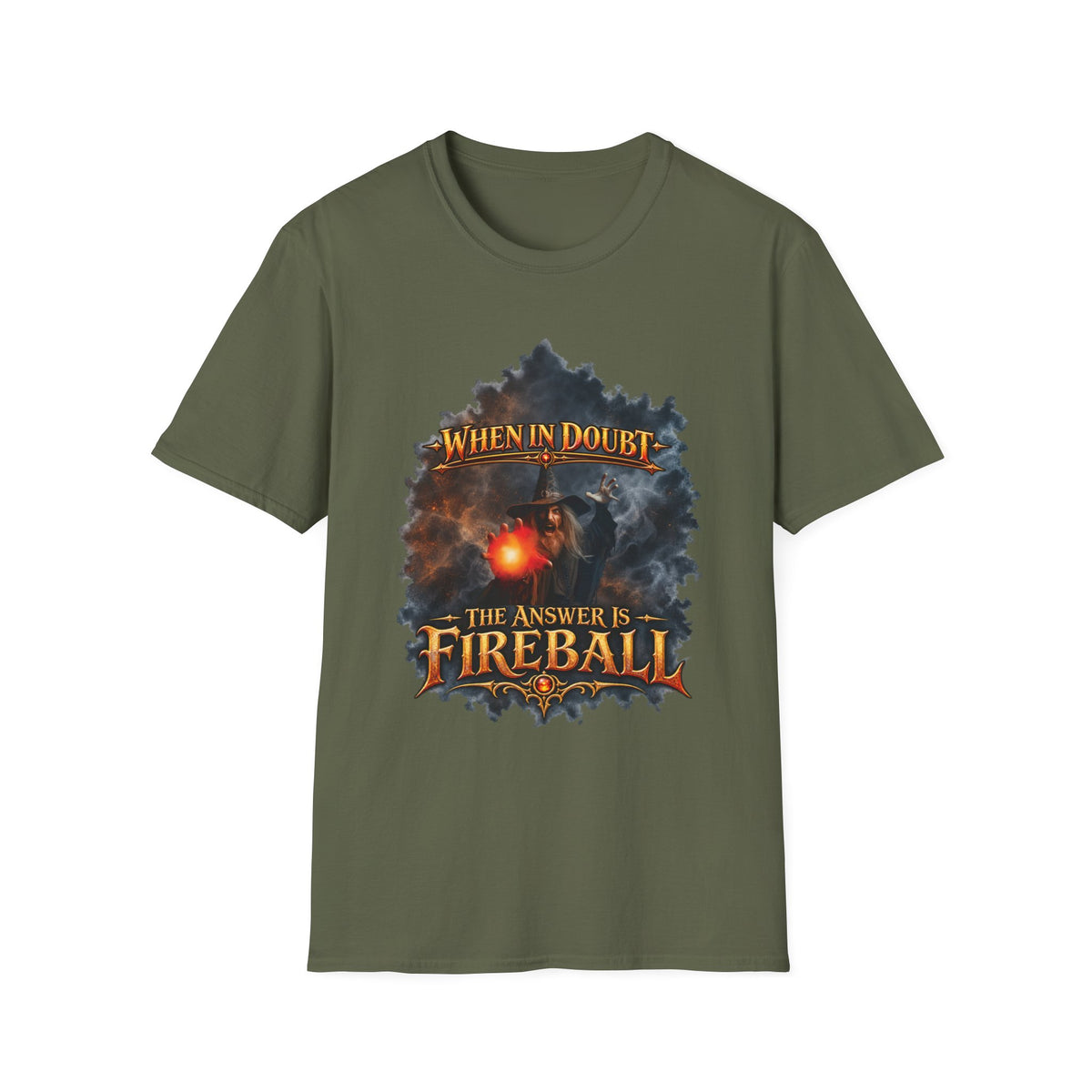 Fireball Mage T-Shirt — "When in Doubt, The Answer Is Fireball" Fantasy RPG Tee