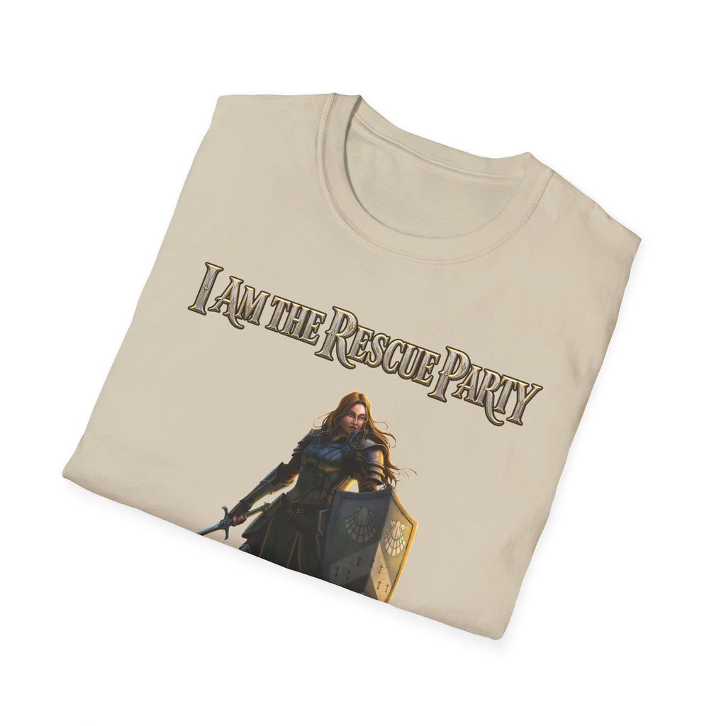 I Am the Rescue Party T-Shirt | Female Warrior Knight Illustration