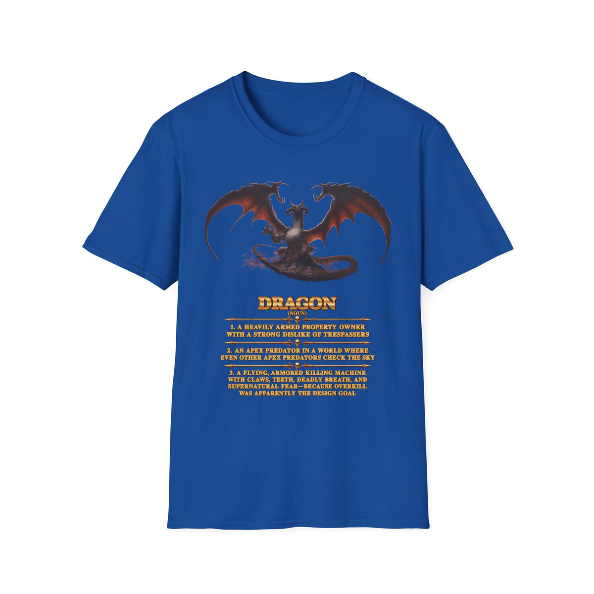 Dragon Definition T-Shirt — Fantasy Creature Illustration & Funny Dragon Traits Tee