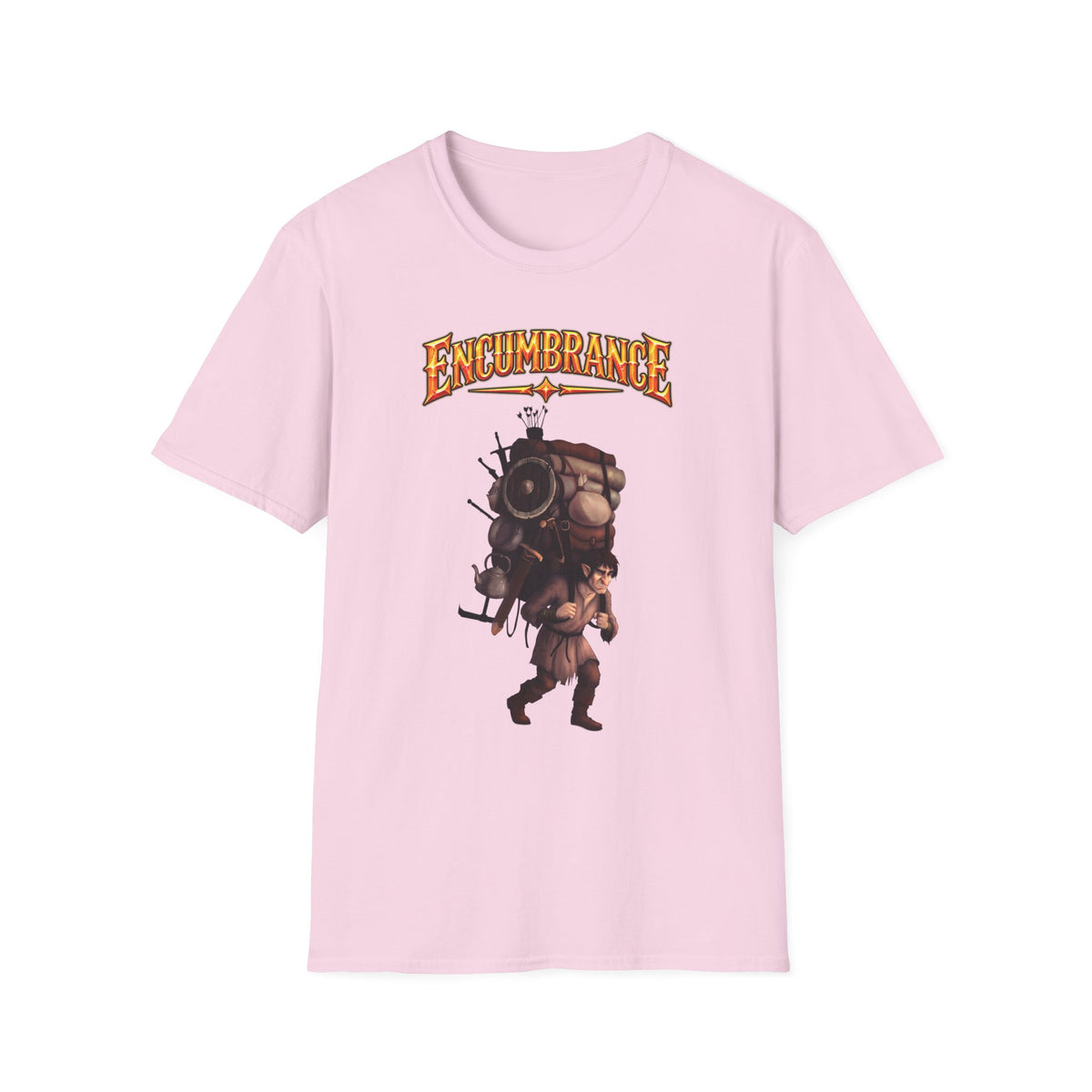 Encumbrance T-Shirt — RPG-Inspired "Encumbrance (noun) — Punishment for successful shopping" Graphic Tee