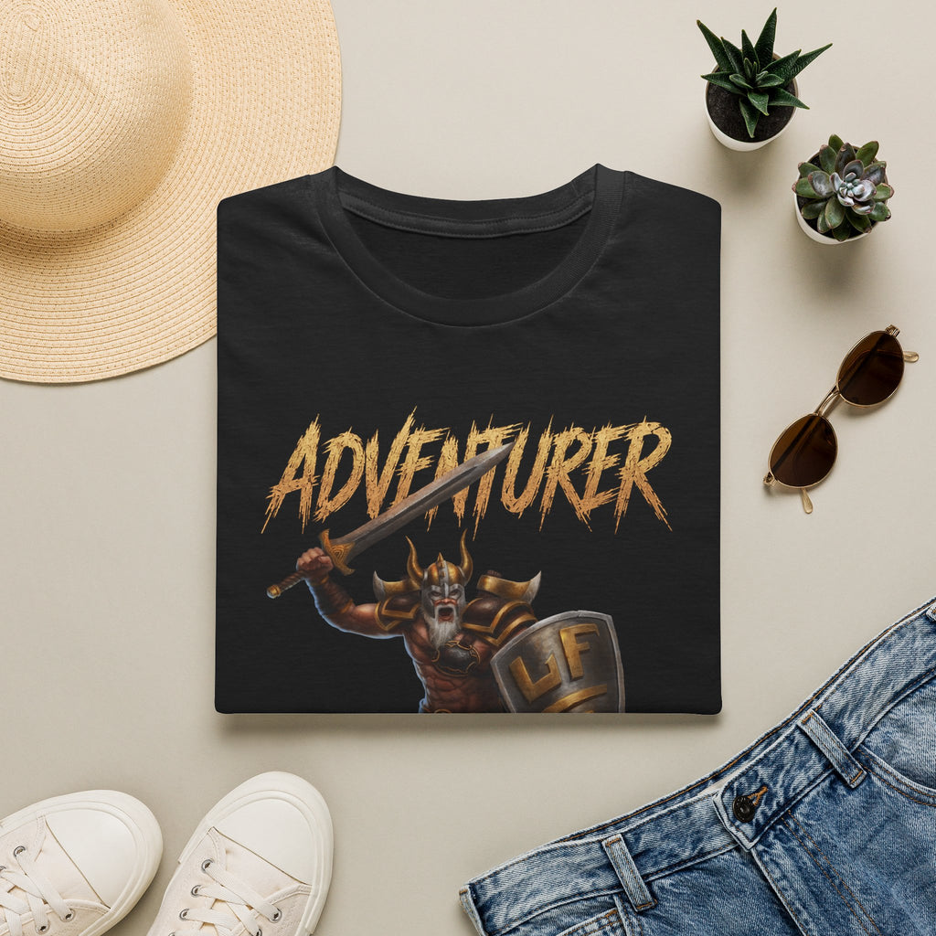 Adventurer RPG Warrior T-Shirt — Fantasy Gamer Tee with 'Adventurer' Artwork