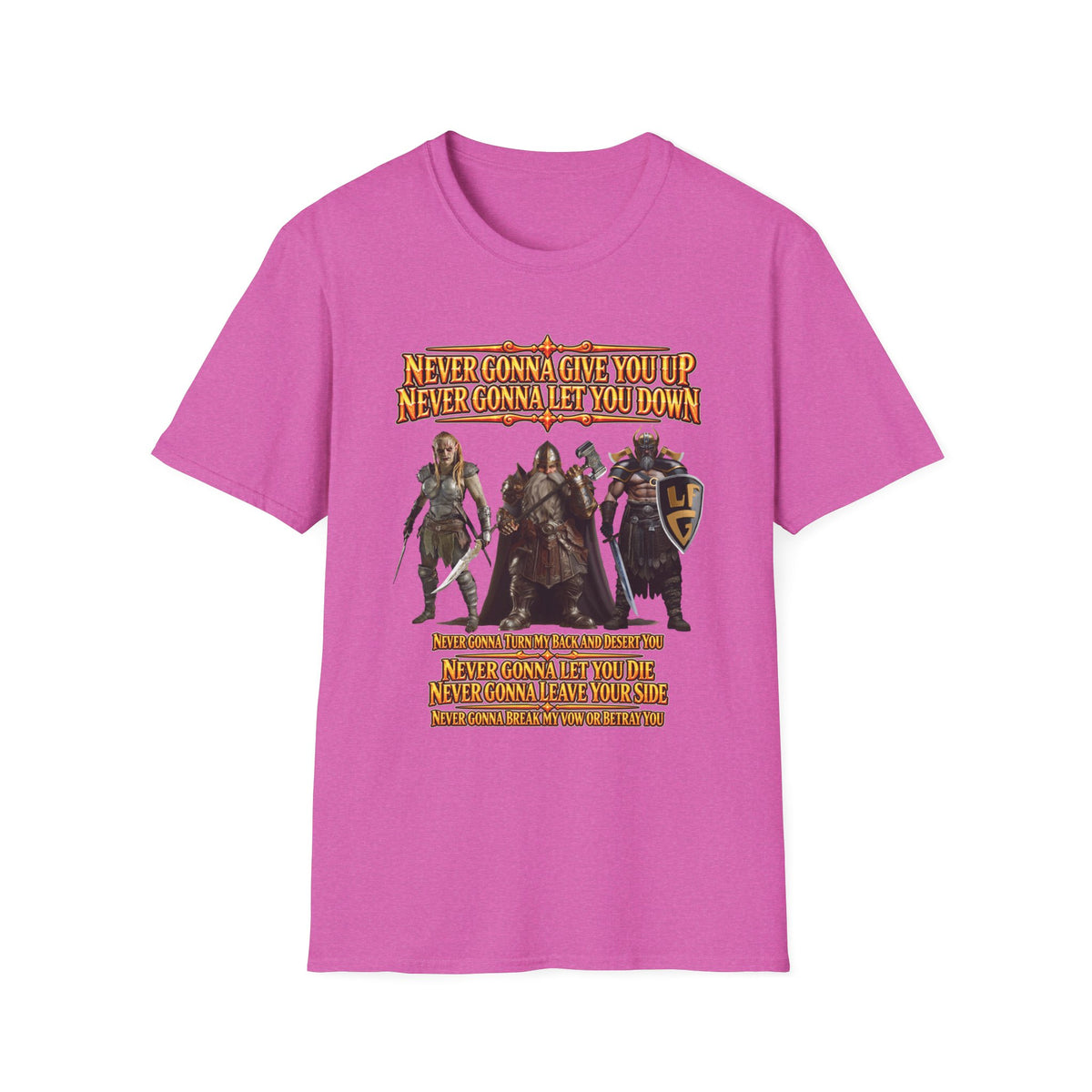 Rickroll RPG Party T-Shirt — "Never Gonna Give You Up" Fantasy Adventurers Tee