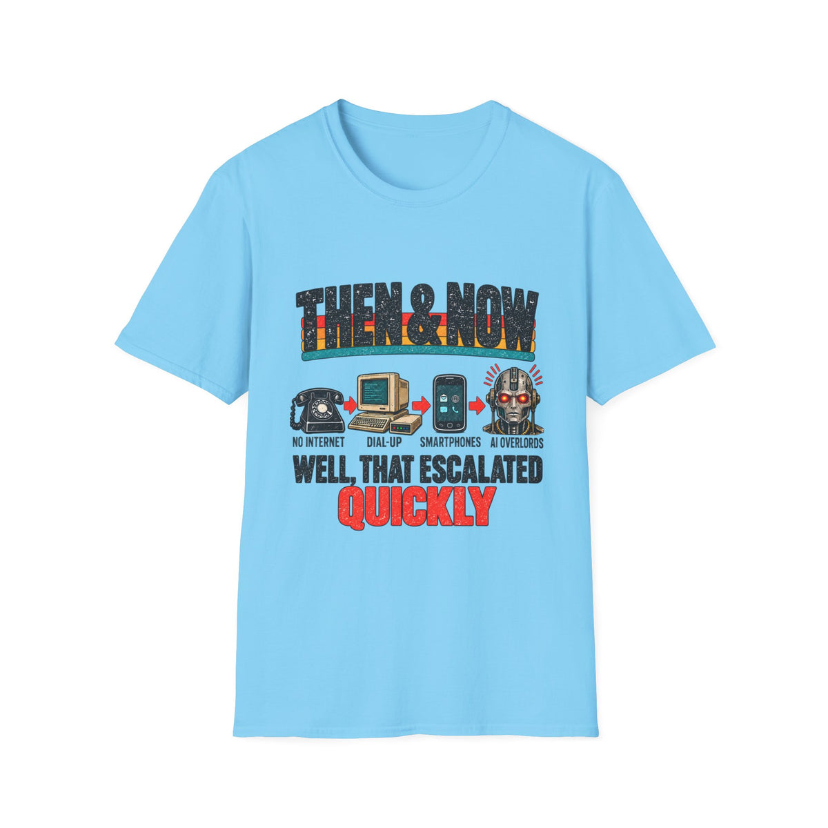 Then & Now Retro Technology Then & Now T-Shirt | Well That Escalated Quickly