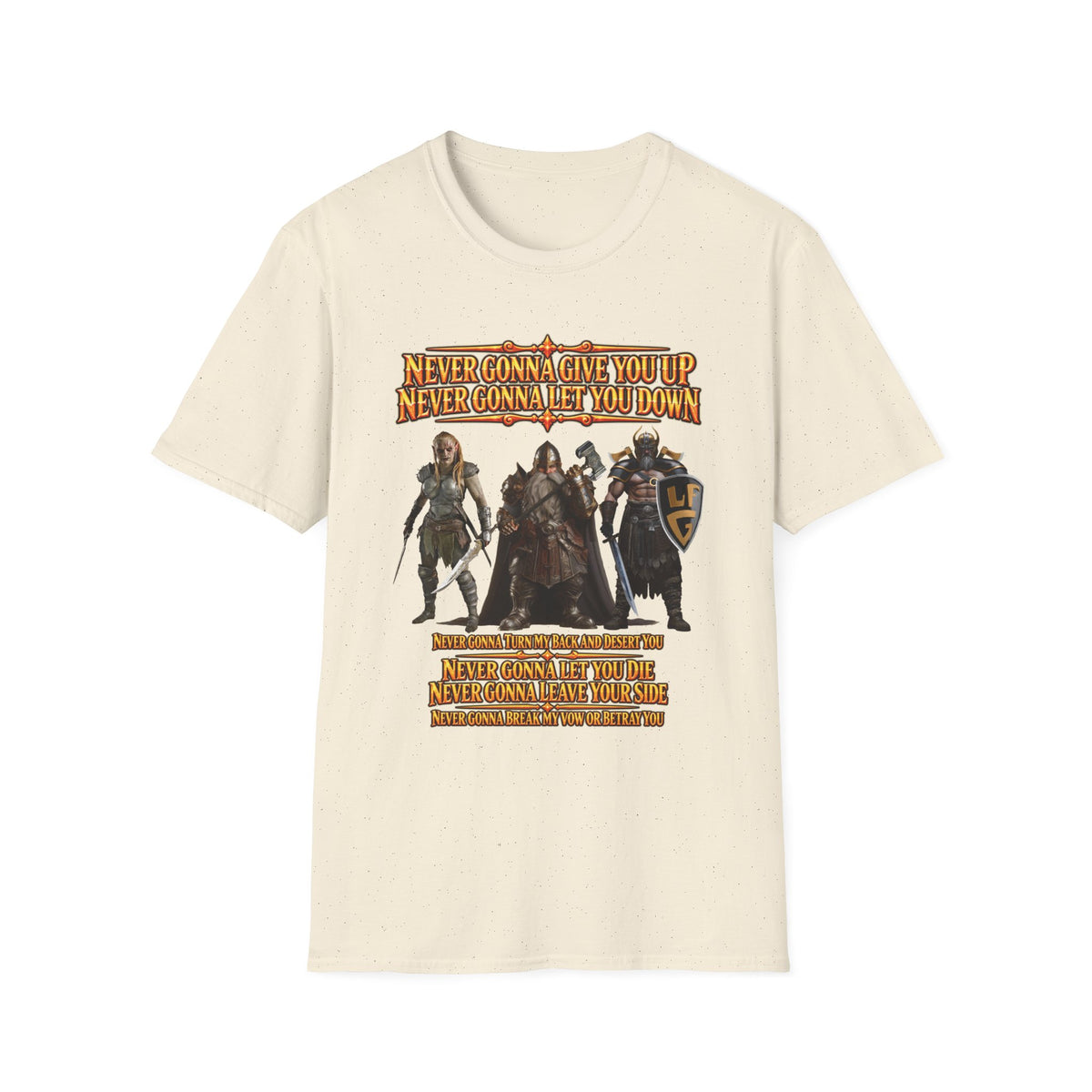 Rickroll RPG Party T-Shirt — "Never Gonna Give You Up" Fantasy Adventurers Tee