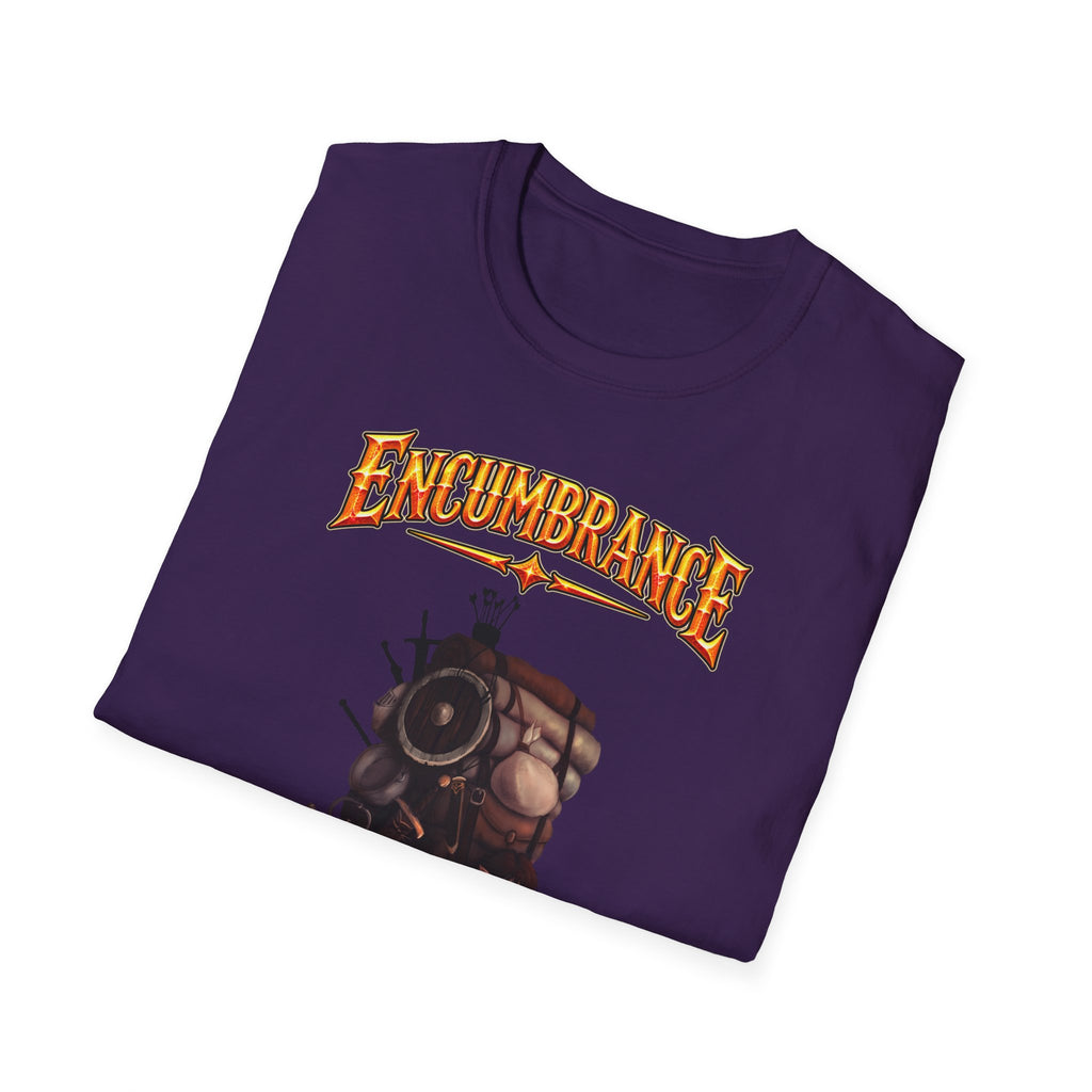 Encumbrance T-Shirt — RPG-Inspired "Encumbrance (noun) — Punishment for successful shopping" Graphic Tee