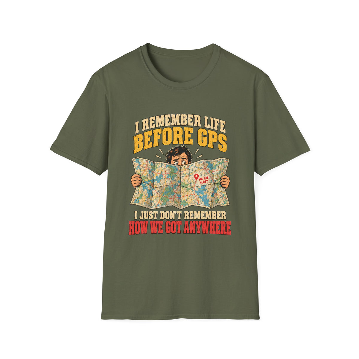 I Remember Life Before GPS map reader T-Shirt | Retro Road Trip Humor
