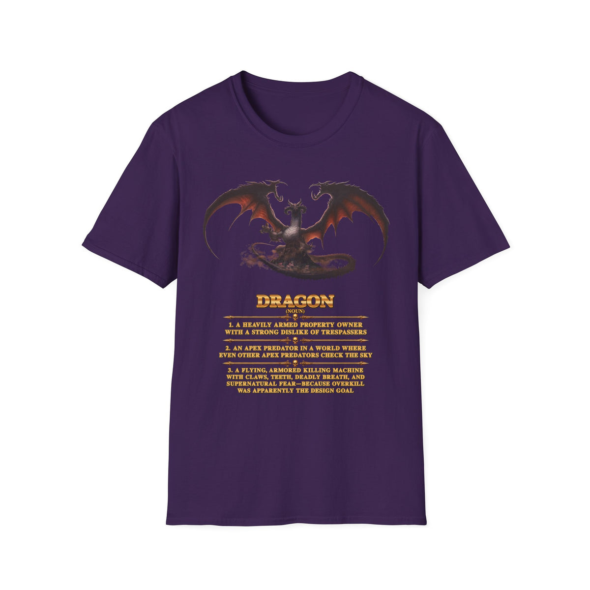 Dragon Definition T-Shirt — Fantasy Creature Illustration & Funny Dragon Traits Tee