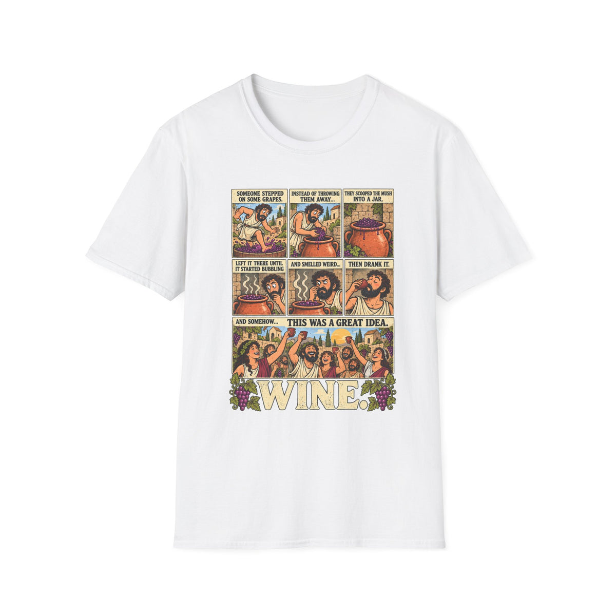 Wine Comic Panel T-Shirt | Vintage Wine Humor, Comic Strip Design
