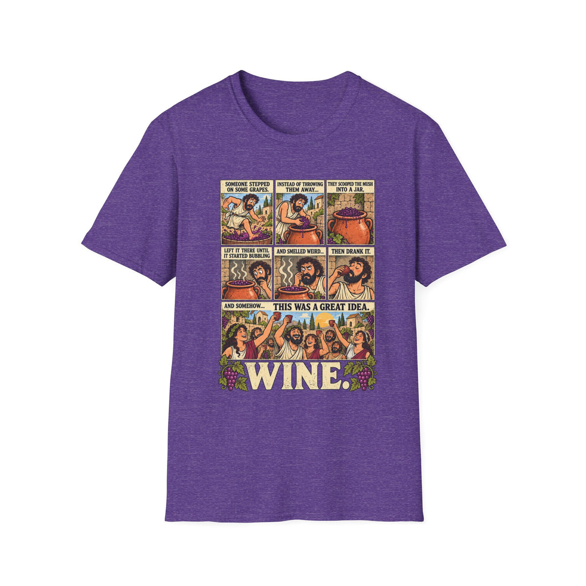 Wine Comic Panel T-Shirt | Vintage Wine Humor, Comic Strip Design