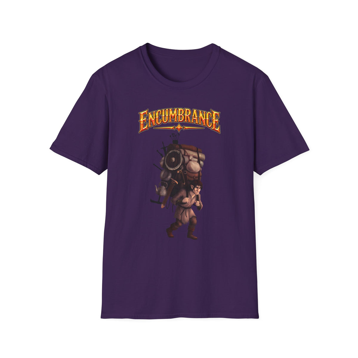 Encumbrance T-Shirt — RPG-Inspired "Encumbrance (noun) — Punishment for successful shopping" Graphic Tee