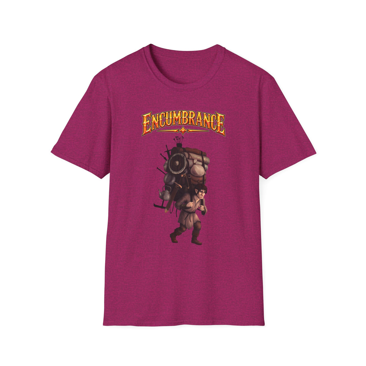 Encumbrance T-Shirt — RPG-Inspired "Encumbrance (noun) — Punishment for successful shopping" Graphic Tee