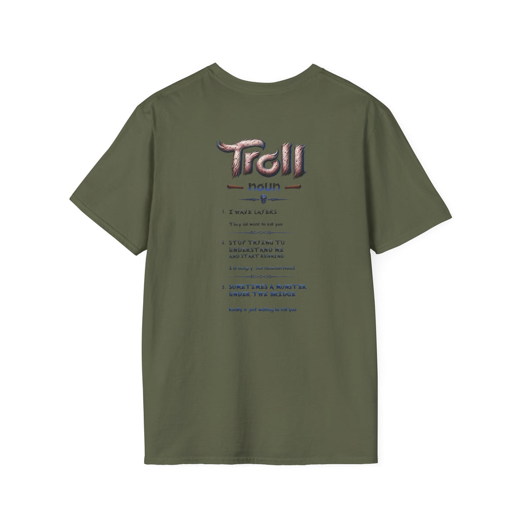 T-Shirt — 'Troll' Fantasy Creature Graphic Tee (Front & Back Definition)