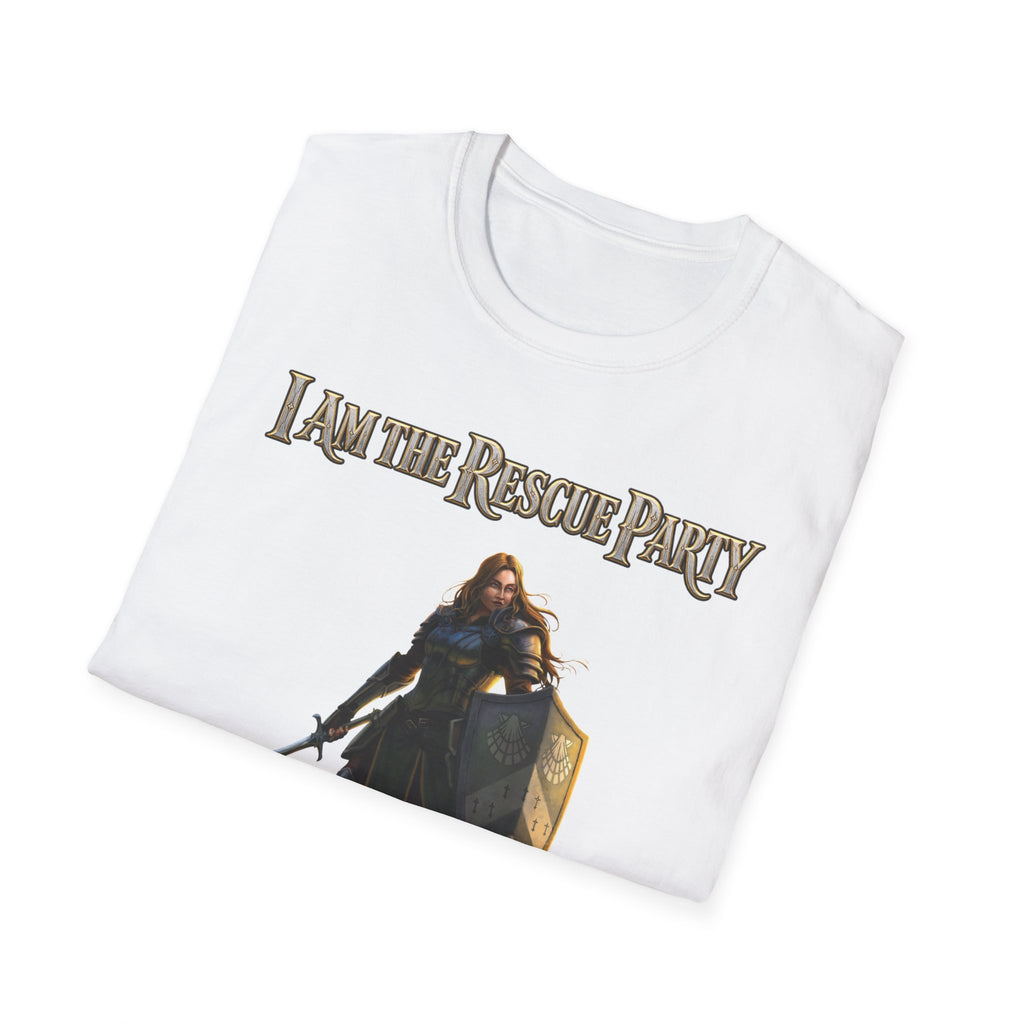 I Am the Rescue Party T-Shirt | Female Warrior Knight Illustration