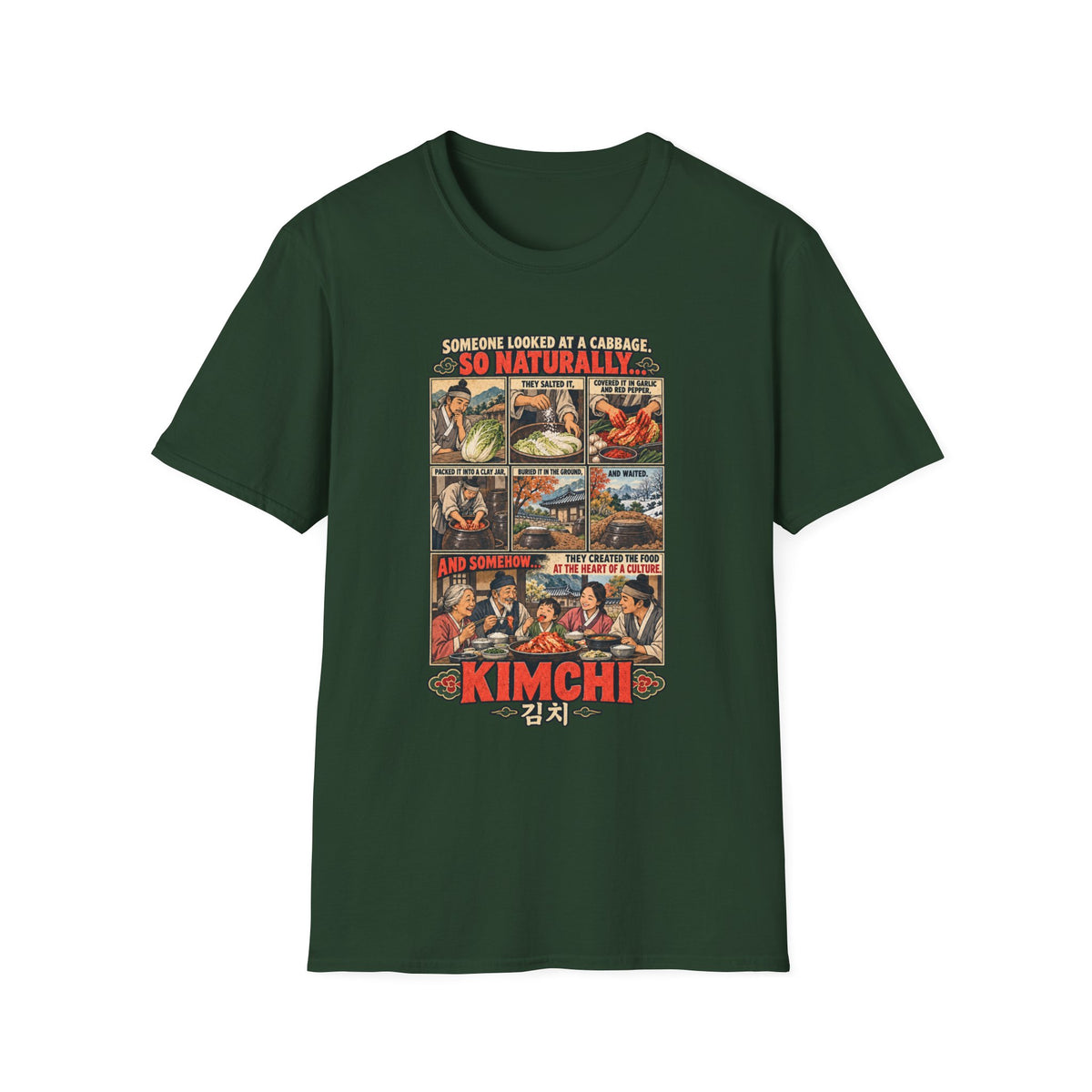 Kimchi Comic Panel T-Shirt | Retro Food Illustration, Korean Cuisine