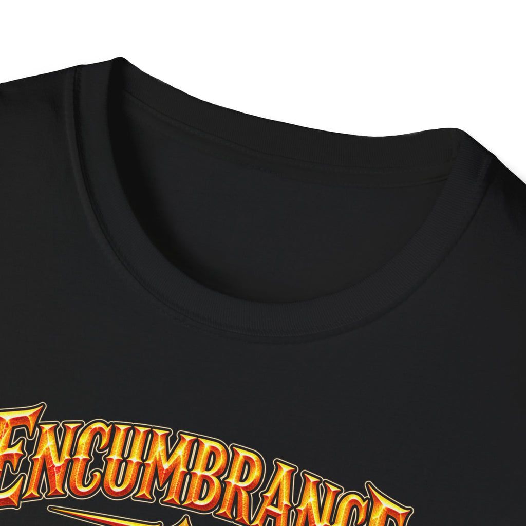 Encumbrance T-Shirt — RPG-Inspired "Encumbrance (noun) — Punishment for successful shopping" Graphic Tee