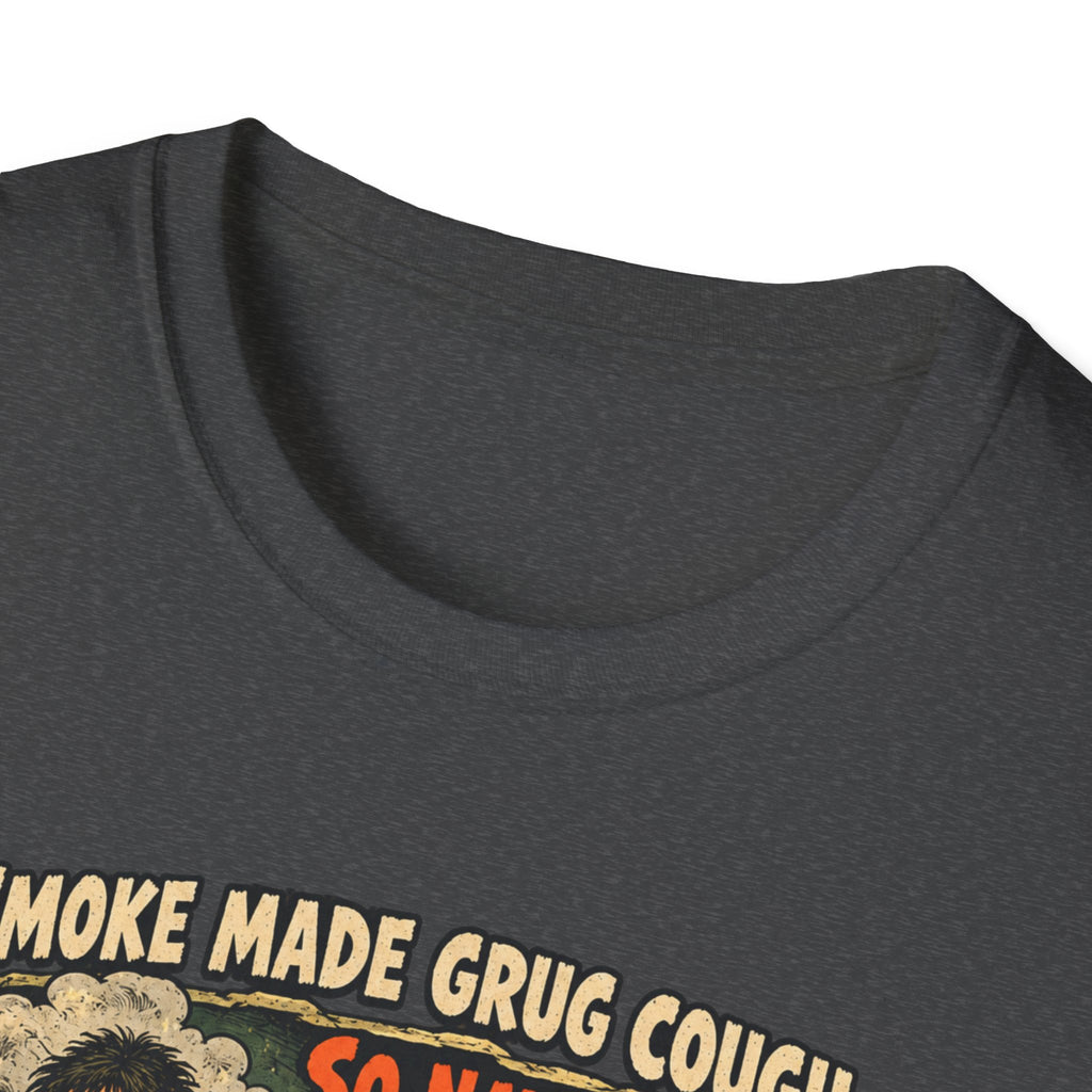 Grug Smoking Caveman Comic Tee T-Shirt | Vintage Caveman Illustration, Humorous Primitive Design
