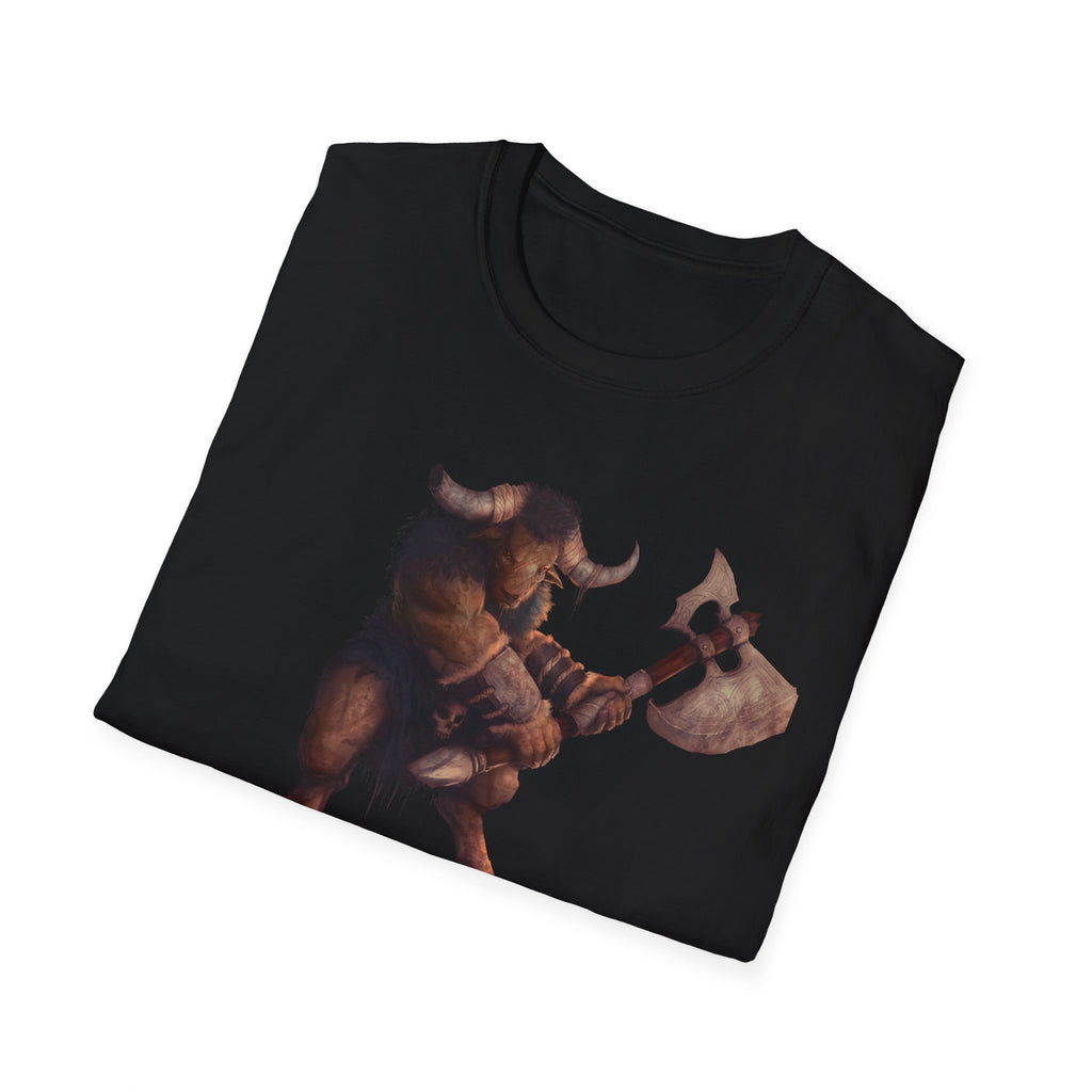 Minotaur Battle T-Shirt — Fantasy Warrior Axe Graphic Tee
