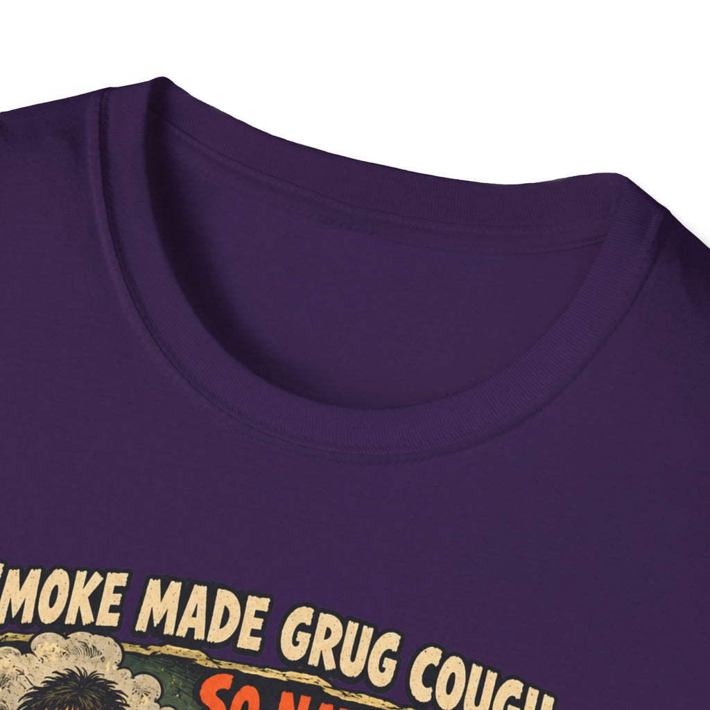 Grug Smoking Caveman Comic Tee T-Shirt | Vintage Caveman Illustration, Humorous Primitive Design