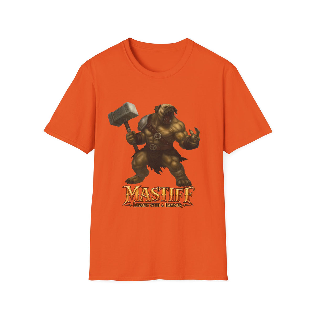 Mastiff Warrior T-Shirt — Hammer-Wielding Mastiff Graphic Tee