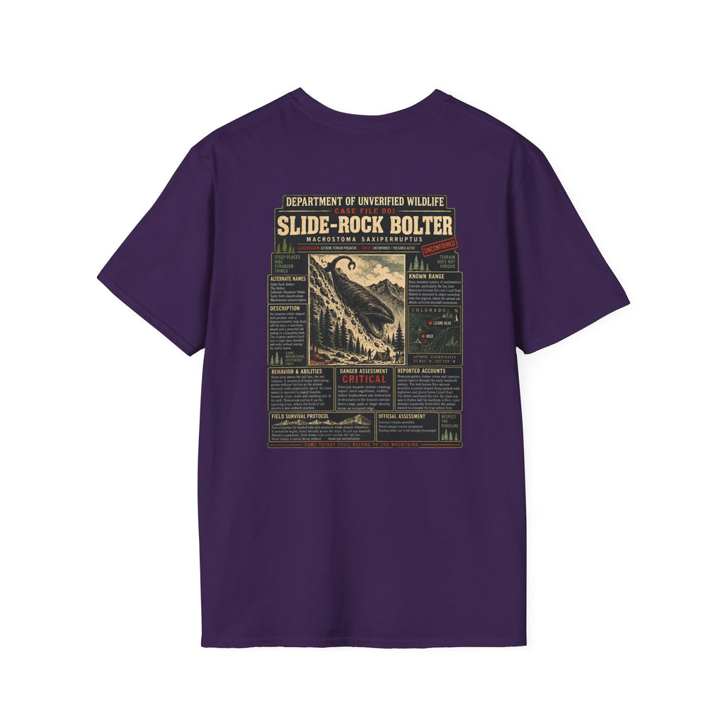 Slide-Rock Bolter T-Shirt — Department of Unverified Wildlife Retro Tee