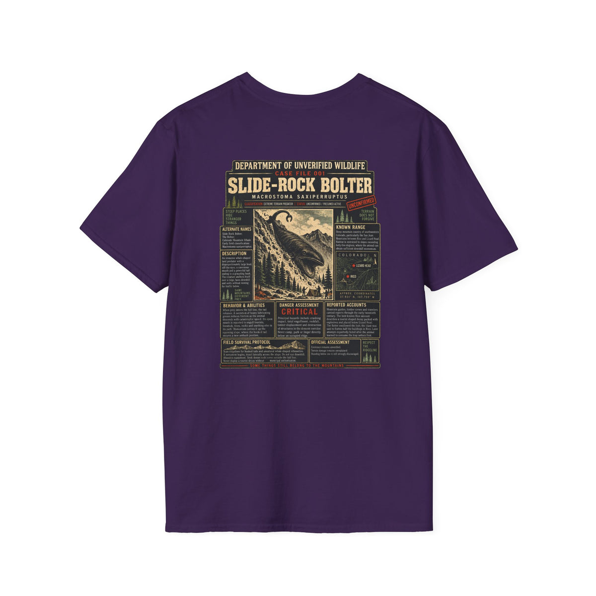 Slide-Rock Bolter T-Shirt — Department of Unverified Wildlife Retro Tee