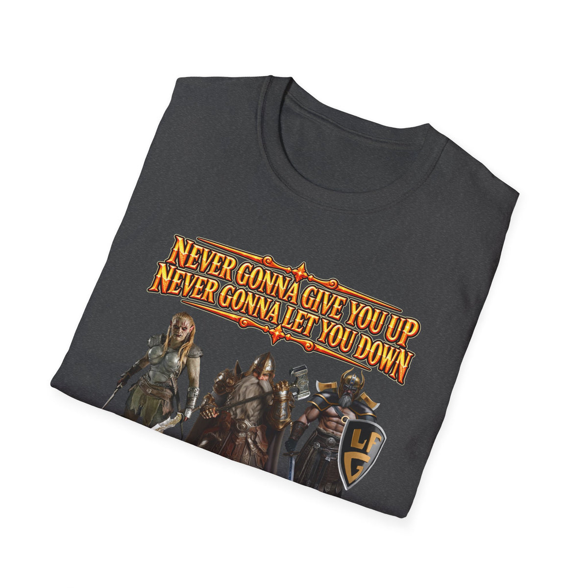 Rickroll RPG Party T-Shirt — "Never Gonna Give You Up" Fantasy Adventurers Tee