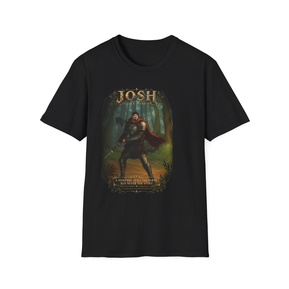 Josh Noble Warrior T-Shirt – Mythic Forest Illustration