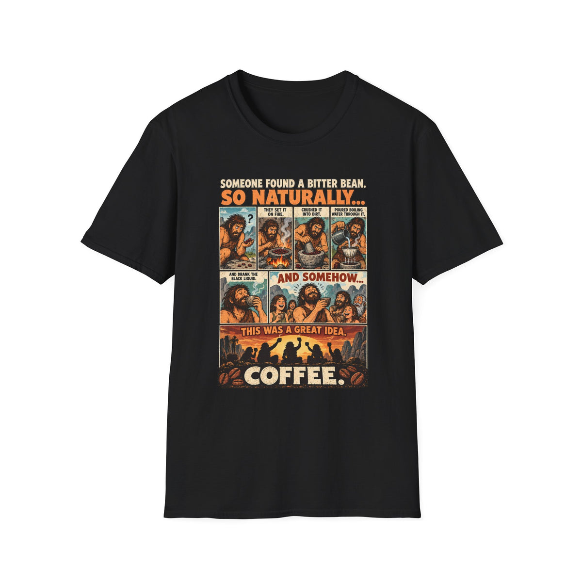Coffee Comic Panel T-Shirt | Retro Coffee Comic Strip