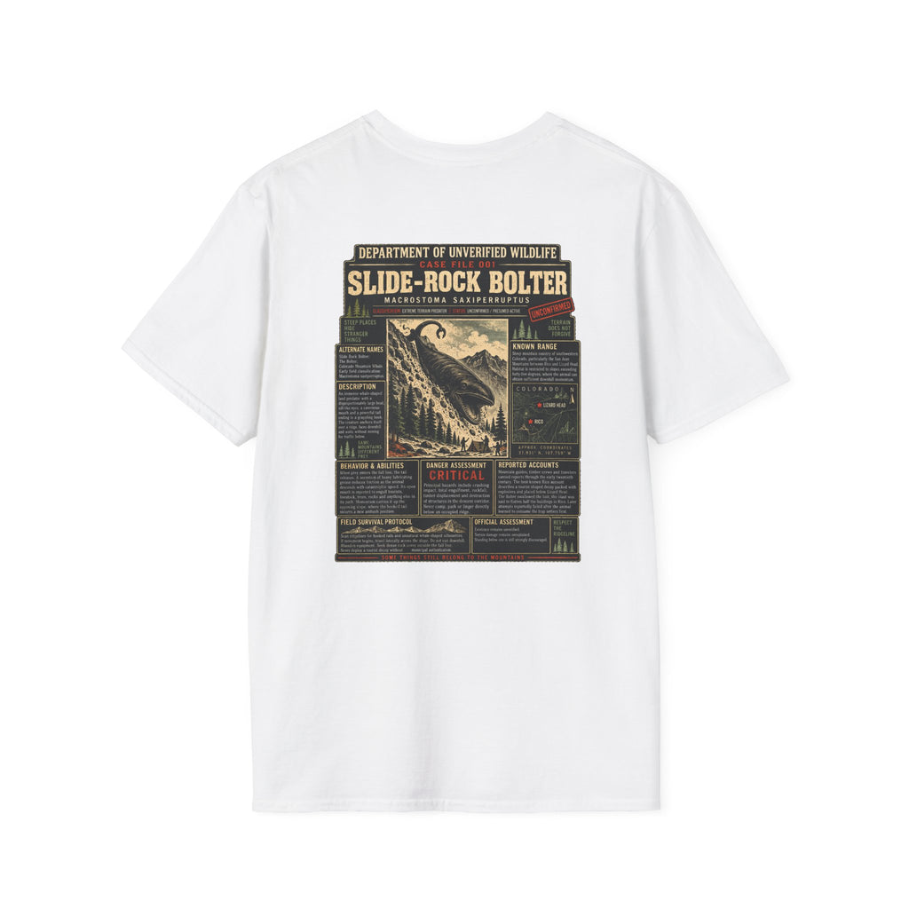 Slide-Rock Bolter T-Shirt — Department of Unverified Wildlife Retro Tee