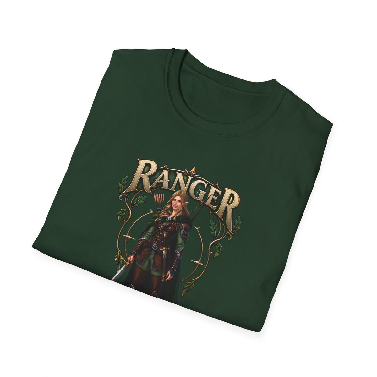 Ranger Fantasy Character T-Shirt — Medieval Archer Illustration Tee