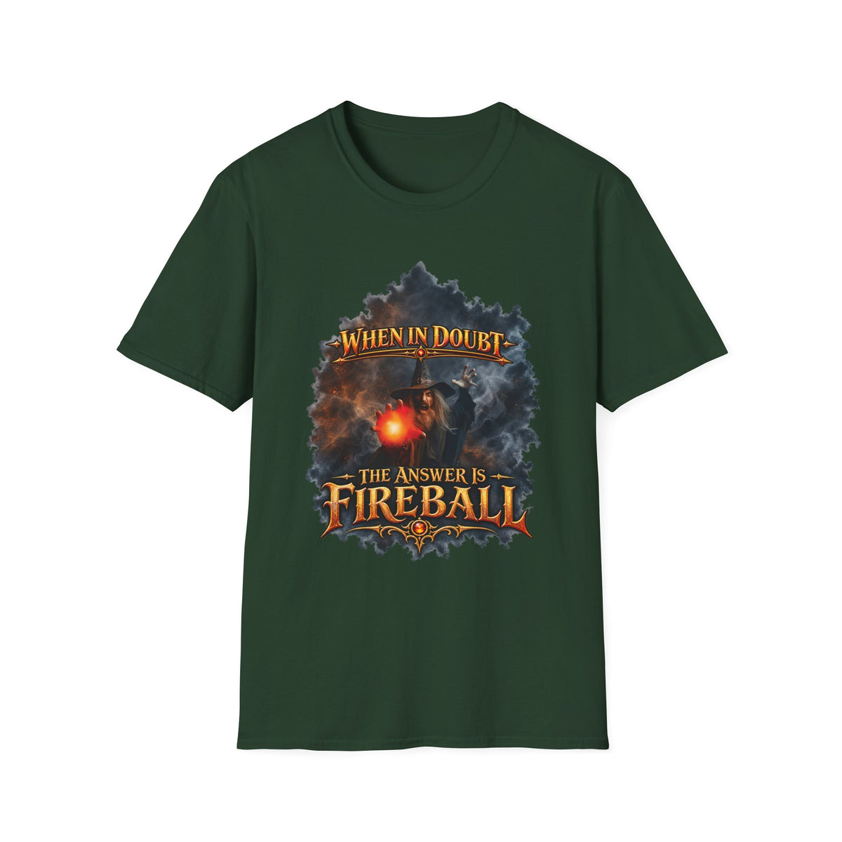 Fireball Mage T-Shirt — "When in Doubt, The Answer Is Fireball" Fantasy RPG Tee