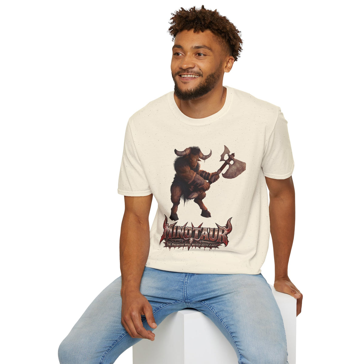 Minotaur Battle T-Shirt — Fantasy Warrior Axe Graphic Tee