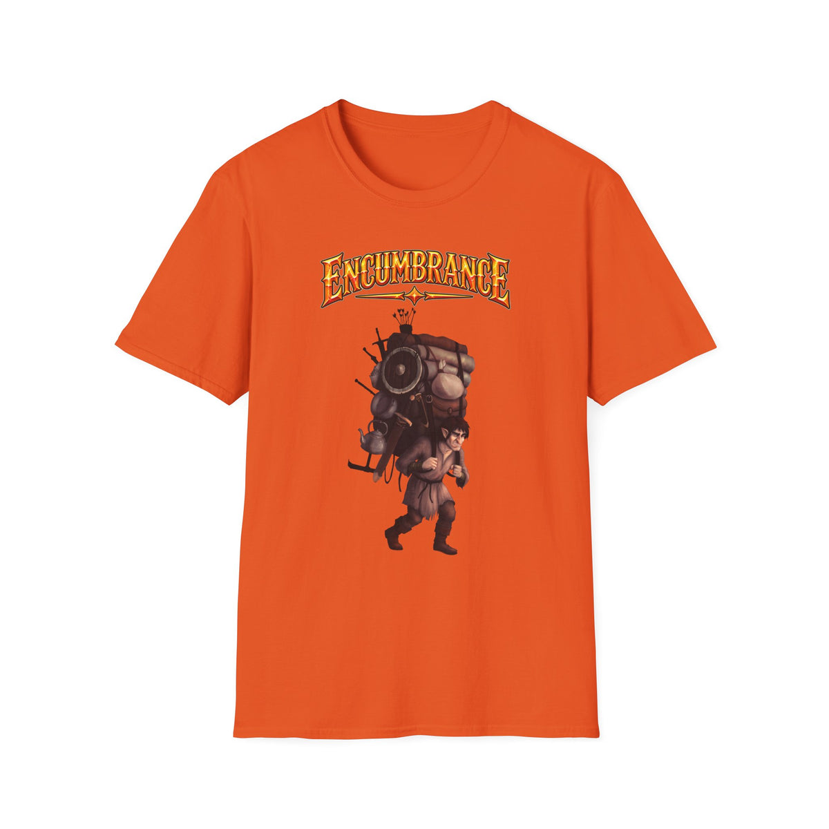 Encumbrance T-Shirt — RPG-Inspired "Encumbrance (noun) — Punishment for successful shopping" Graphic Tee