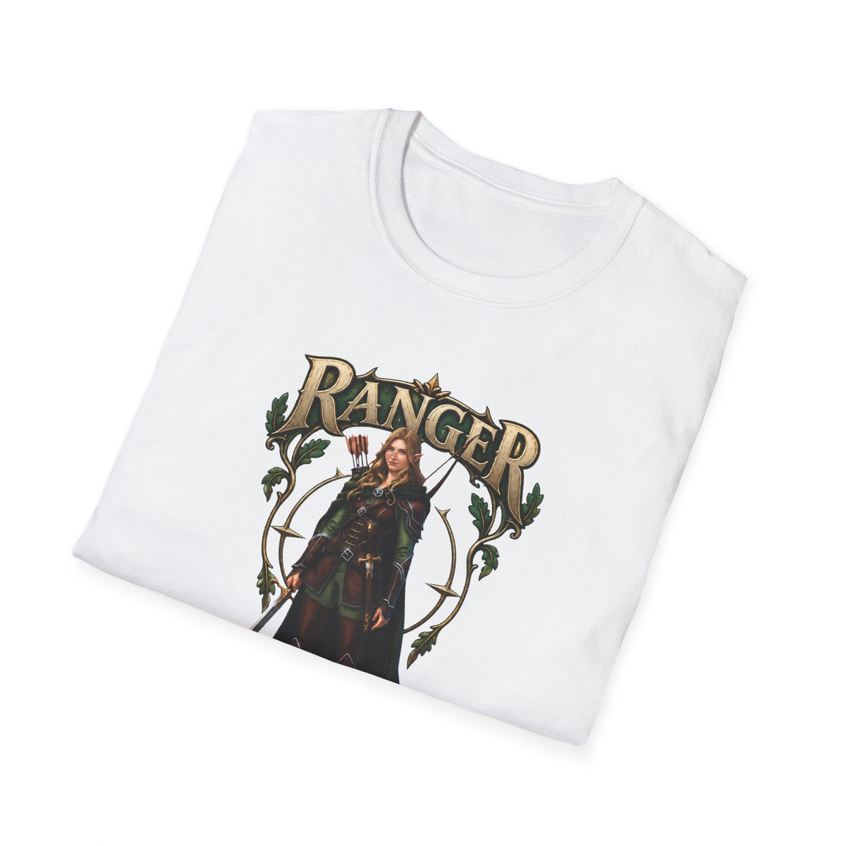 Ranger Fantasy Character T-Shirt — Medieval Archer Illustration Tee