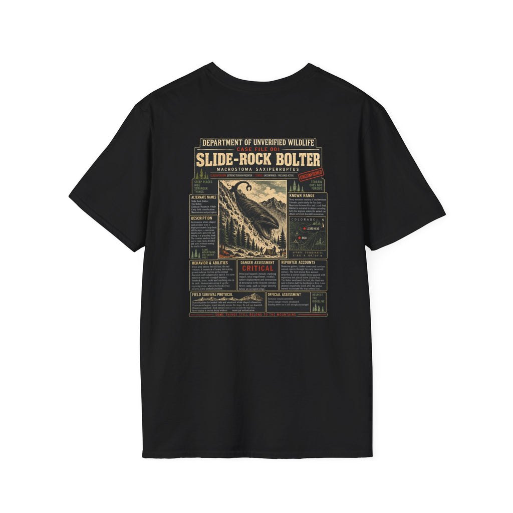 Slide-Rock Bolter T-Shirt — Department of Unverified Wildlife Retro Tee