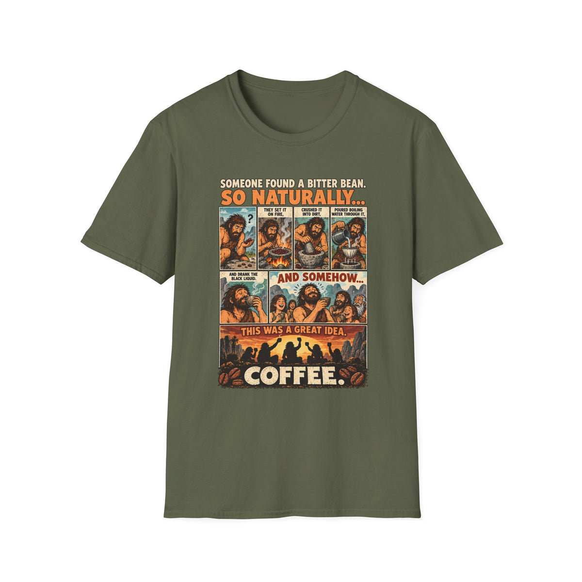 Coffee Comic Panel T-Shirt | Retro Coffee Comic Strip