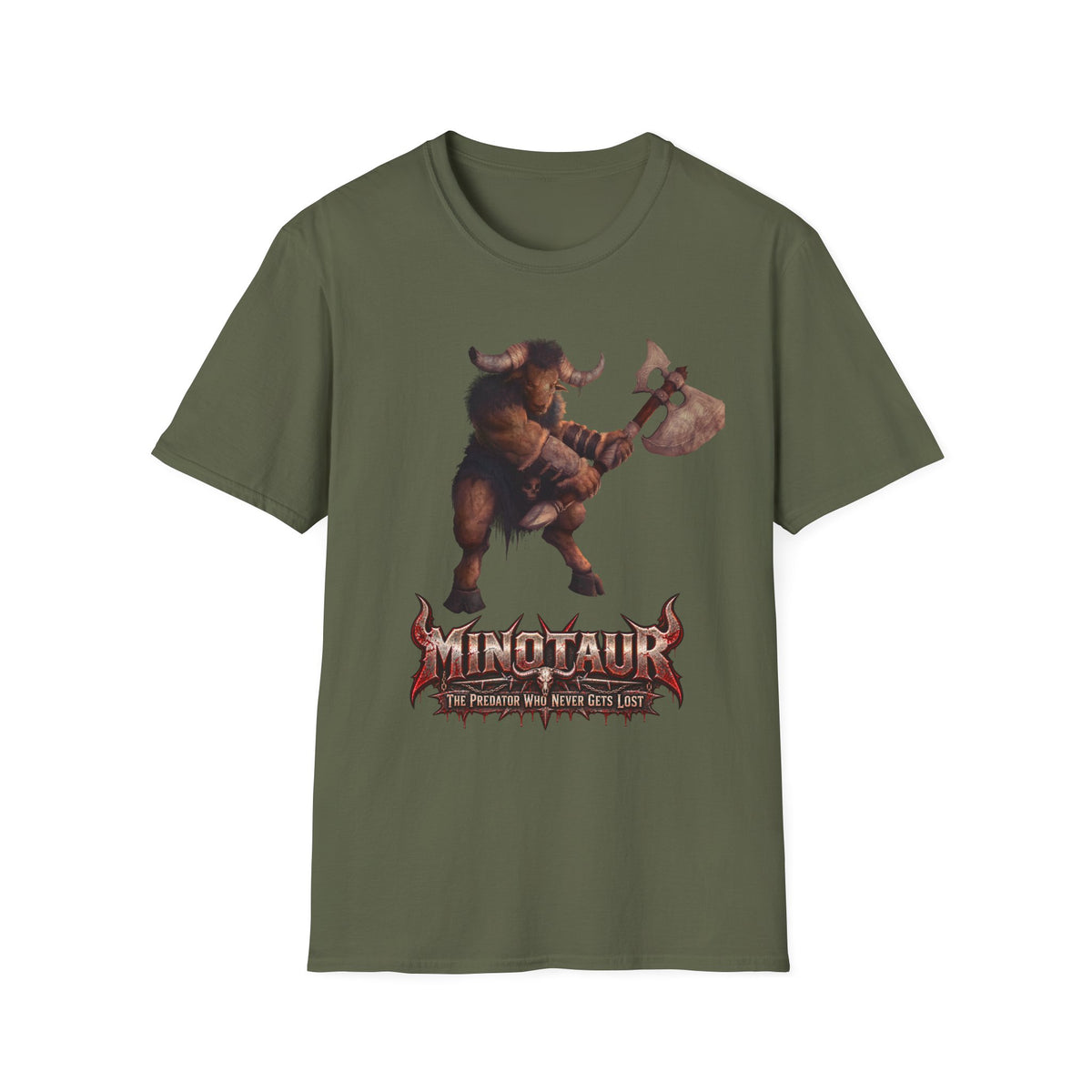 Minotaur Battle T-Shirt — Fantasy Warrior Axe Graphic Tee