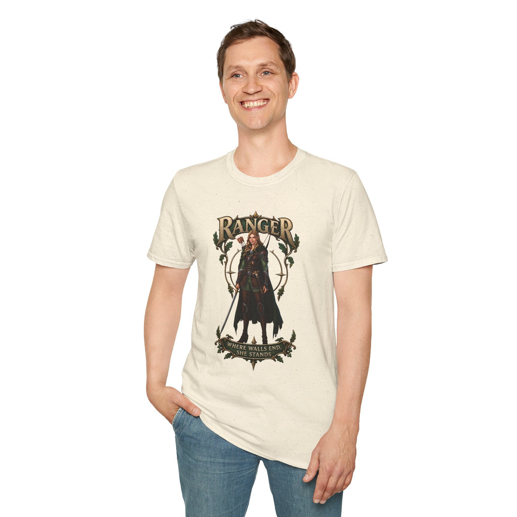 Ranger Fantasy Character T-Shirt — Medieval Archer Illustration Tee