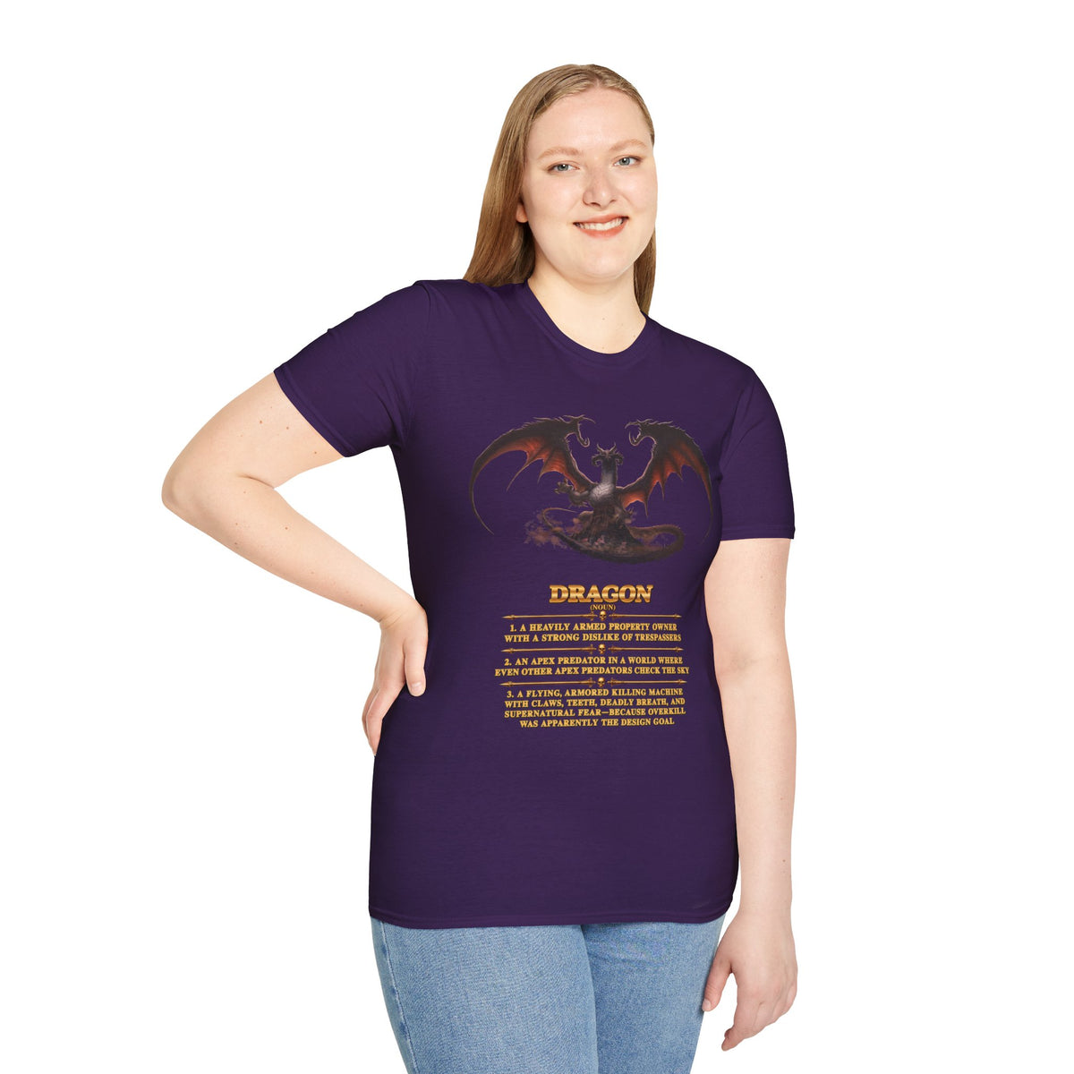 Dragon Definition T-Shirt — Fantasy Creature Illustration & Funny Dragon Traits Tee