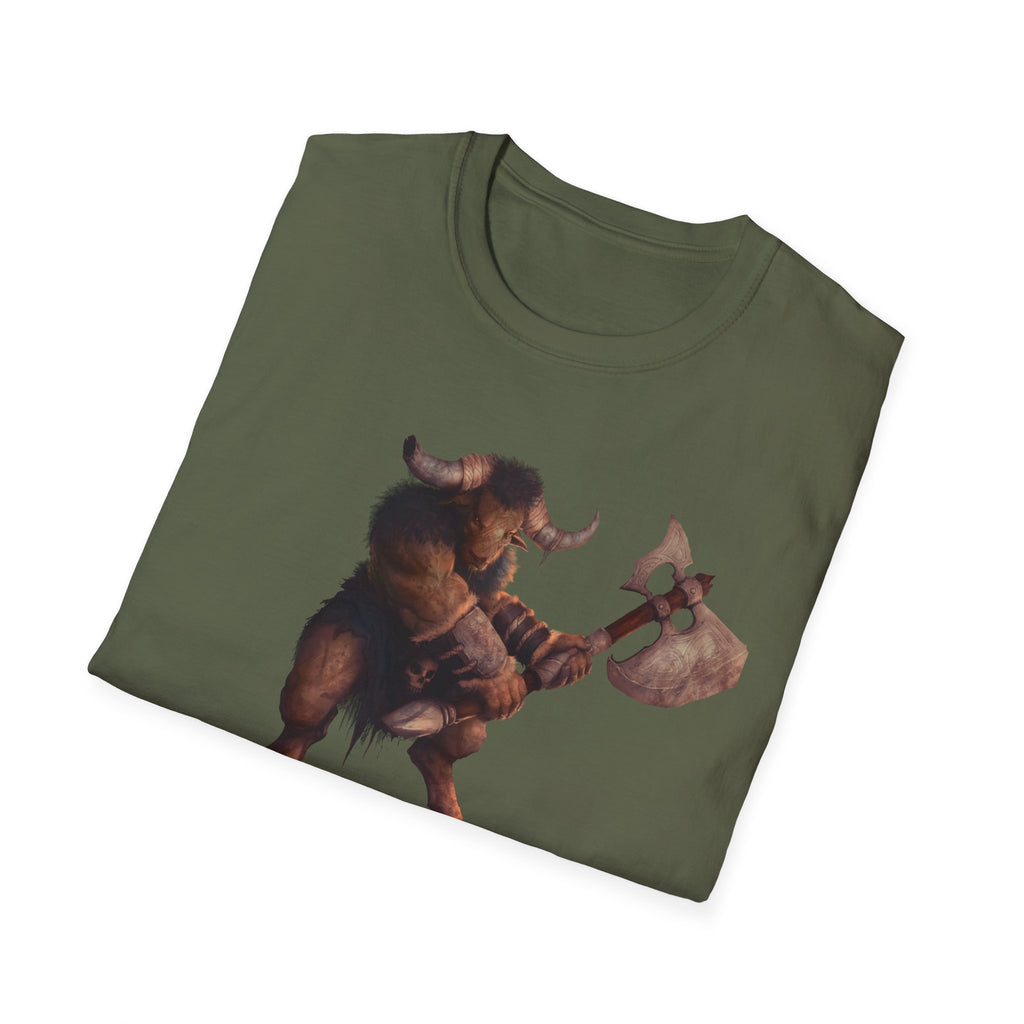 Minotaur Battle T-Shirt — Fantasy Warrior Axe Graphic Tee