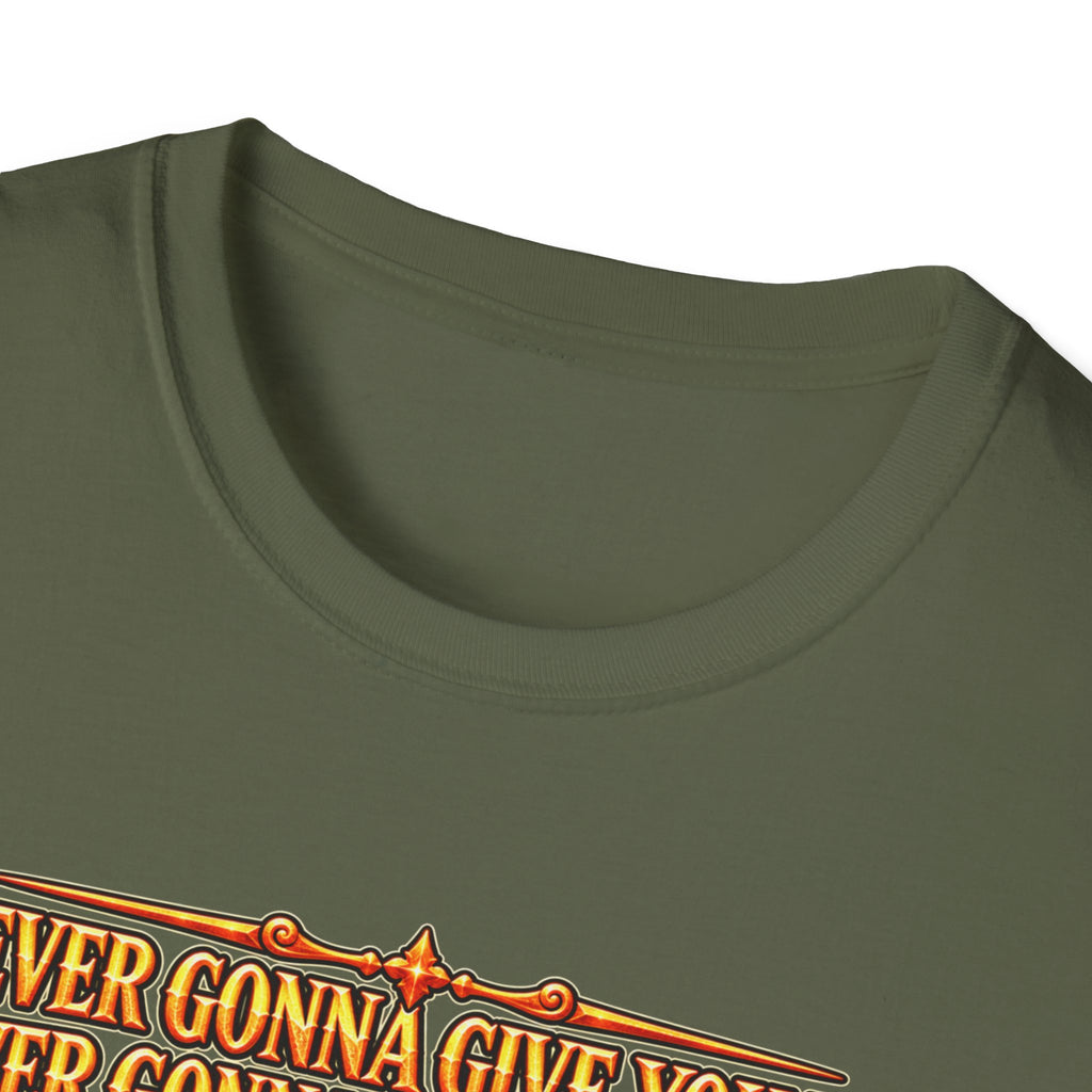 Rickroll RPG Party T-Shirt — "Never Gonna Give You Up" Fantasy Adventurers Tee