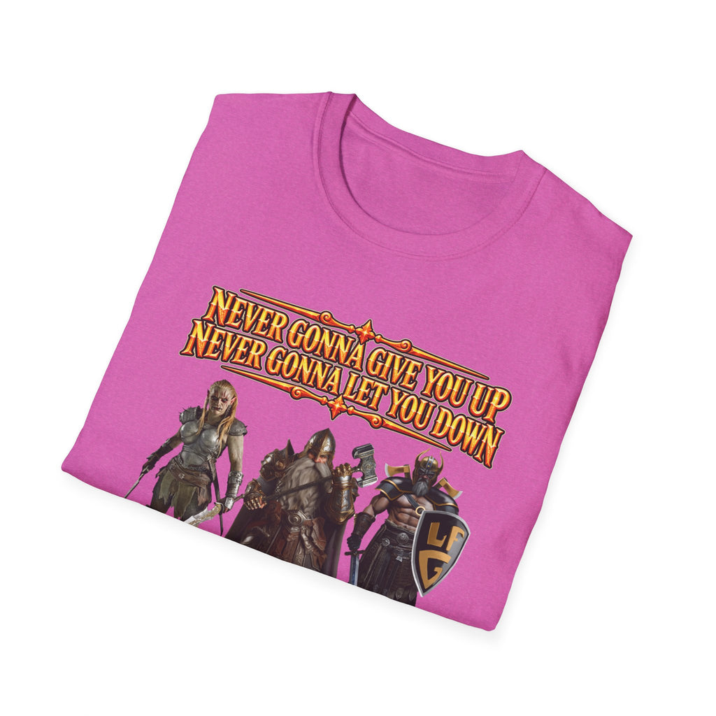 Rickroll RPG Party T-Shirt — "Never Gonna Give You Up" Fantasy Adventurers Tee