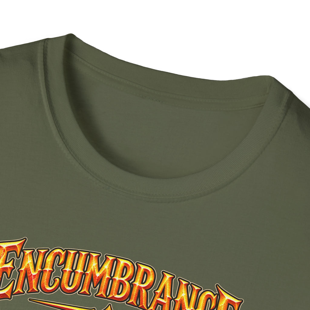 Encumbrance T-Shirt — RPG-Inspired "Encumbrance (noun) — Punishment for successful shopping" Graphic Tee