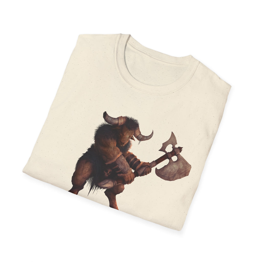 Minotaur Battle T-Shirt — Fantasy Warrior Axe Graphic Tee