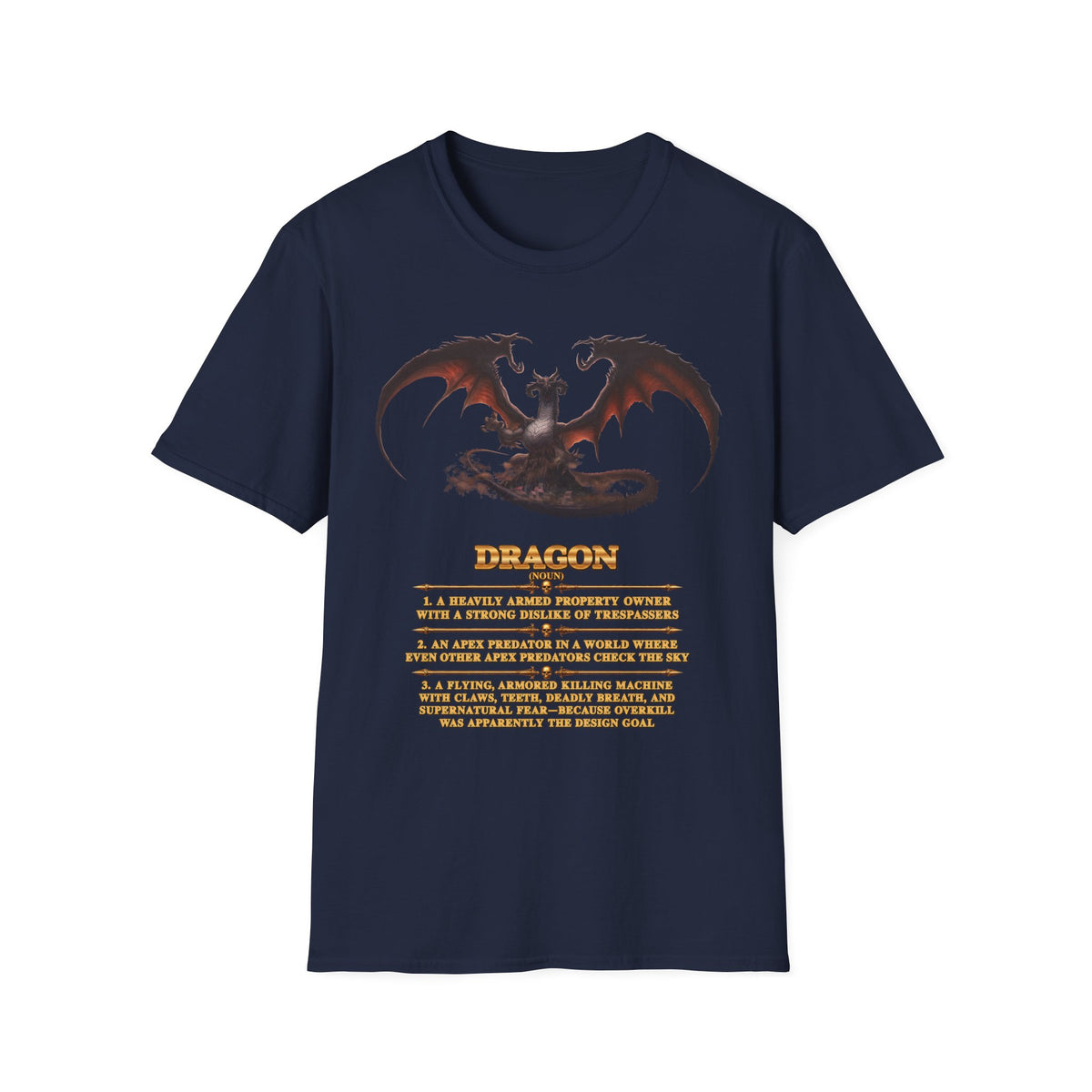 Dragon Definition T-Shirt — Fantasy Creature Illustration & Funny Dragon Traits Tee