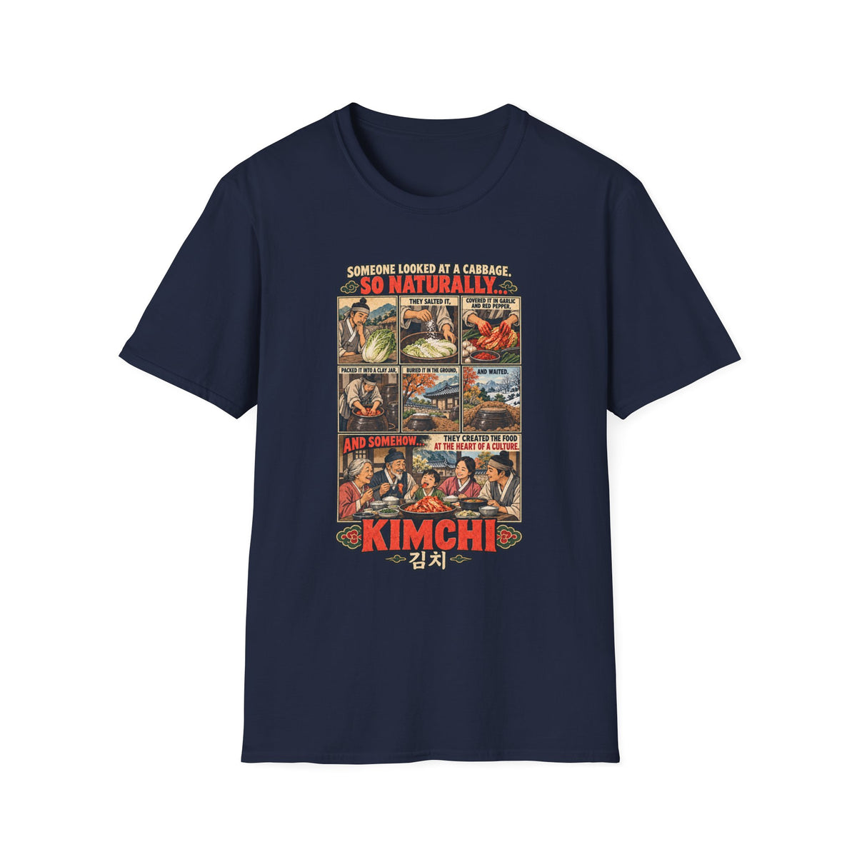 Kimchi Comic Panel T-Shirt | Retro Food Illustration, Korean Cuisine
