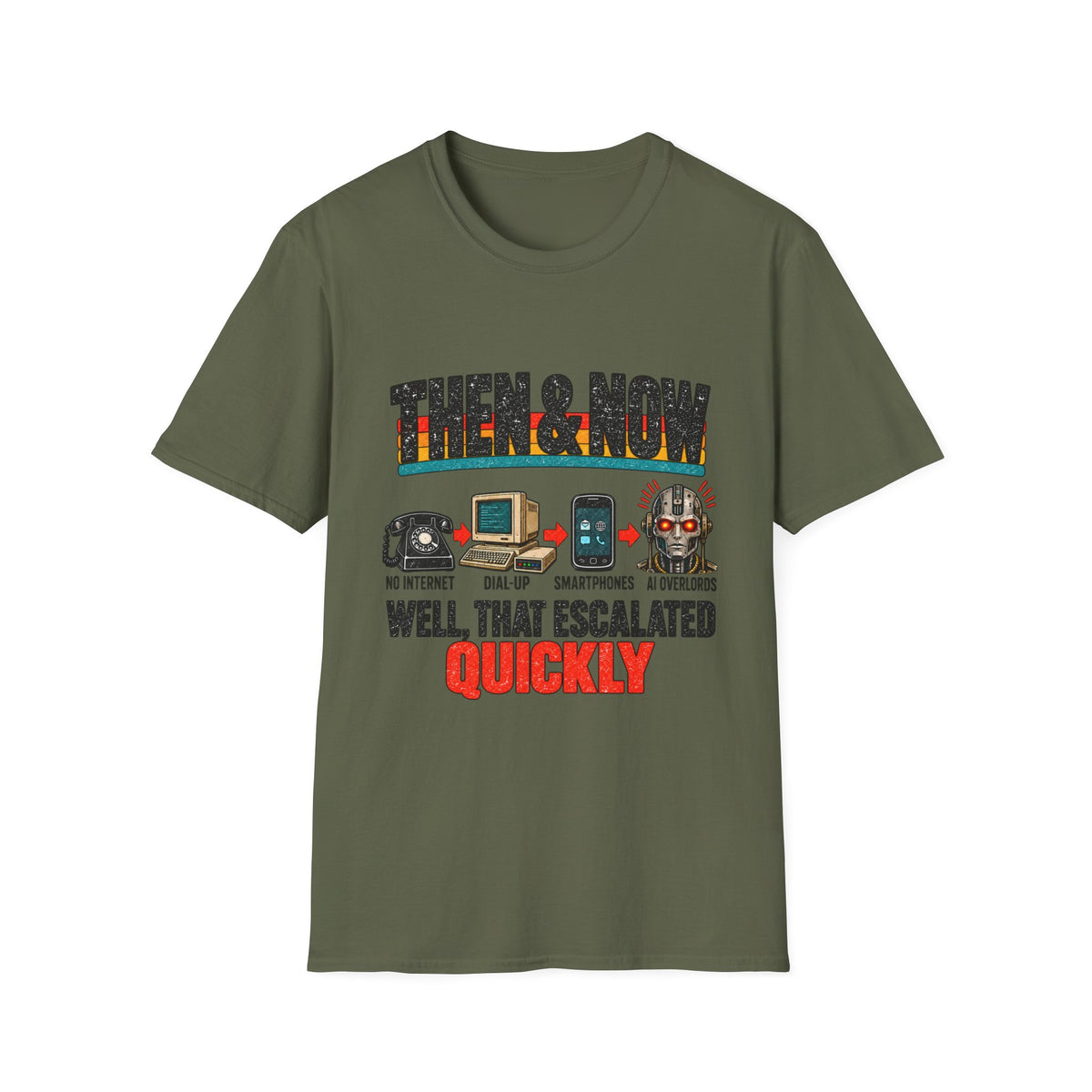 Then & Now Retro Technology Then & Now T-Shirt | Well That Escalated Quickly