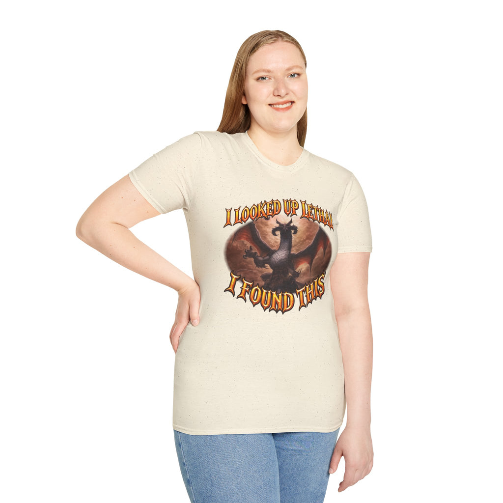 Dragon Graphic T-Shirt — "I Looked Up Lethal, I Found This" Fantasy Tee